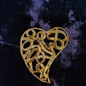 Gold Heart-Shaped Brooch